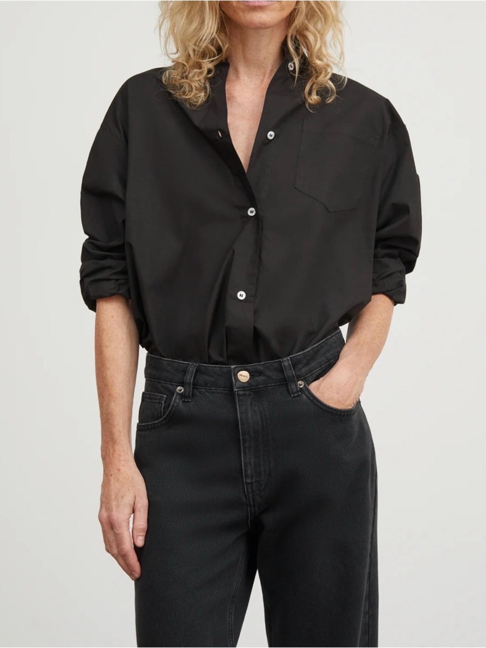 NWT Skall Studio Edgar Cotton Poplin Shirt in Black size US 4